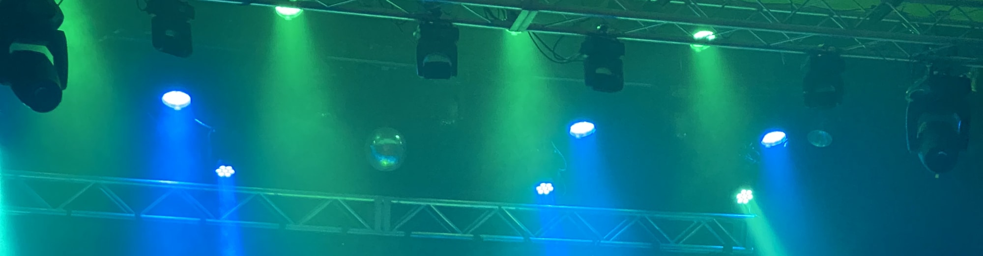 blue and green theater stage lights Davenport