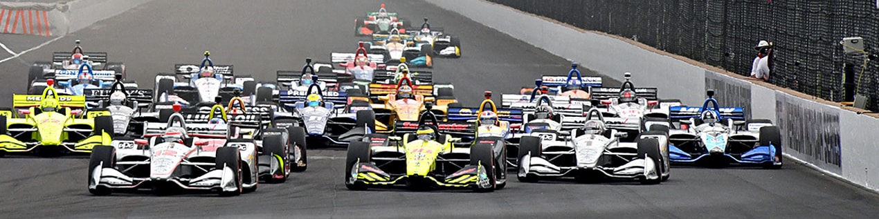 indy cars racing to through the start line Davenport